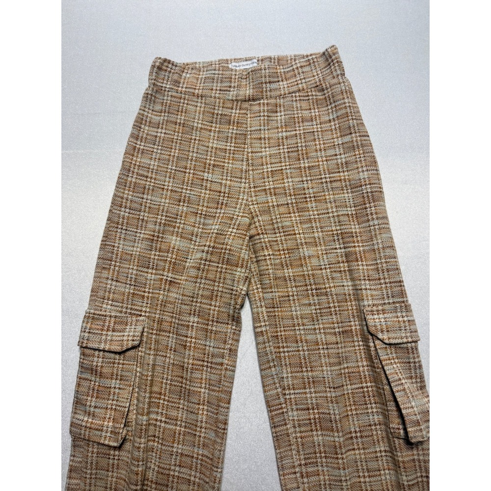 Urban Outfitters Womens XS Brown Plaid Cargo Jogger Pants Cotton Blend High Rise